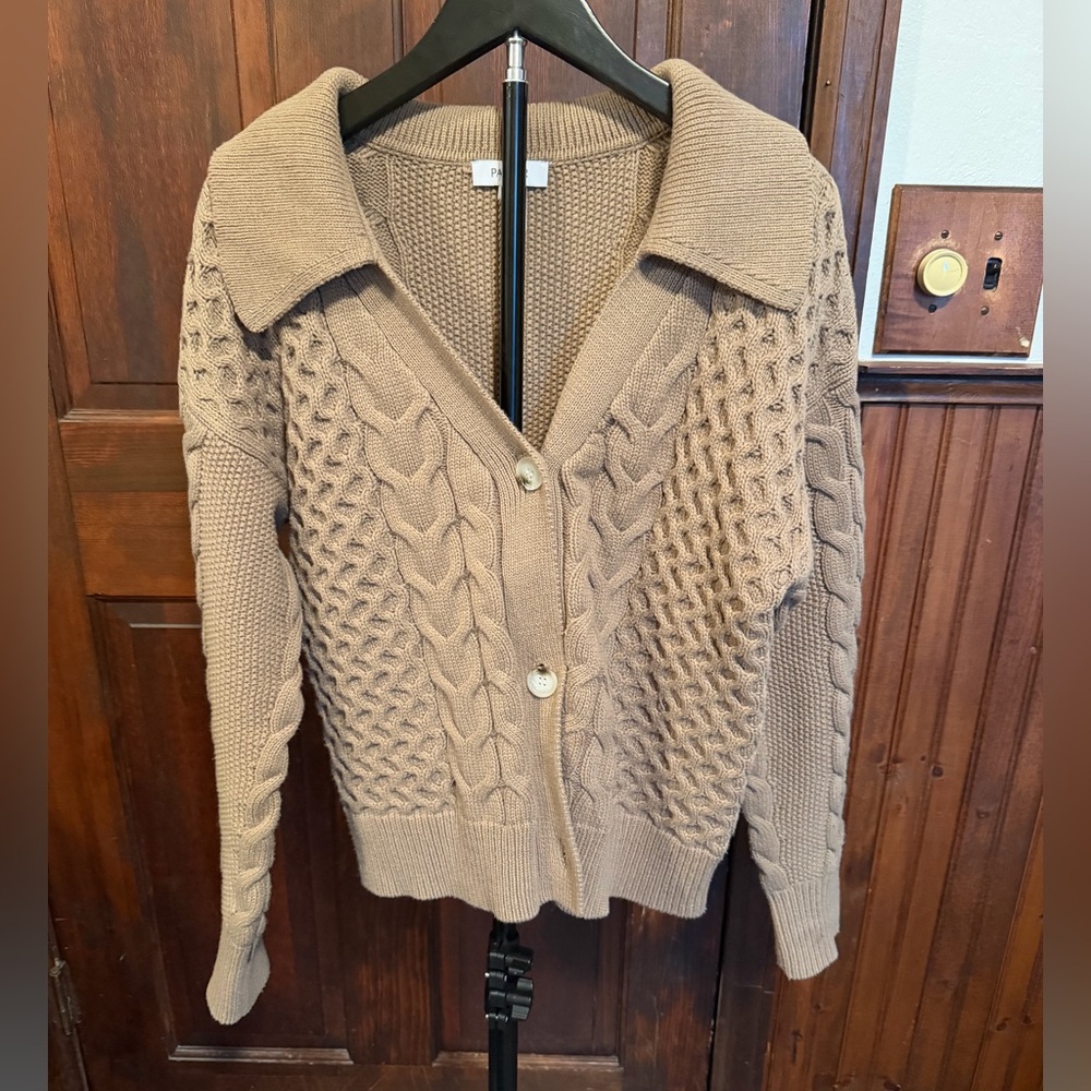 Parker Tan Cable Knit Cardigan